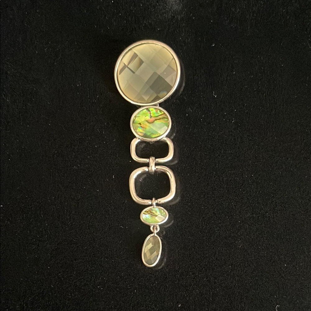 3/$25 🍀Lia Sophia EUC Elegant Silver and Green Abalone Pendant
